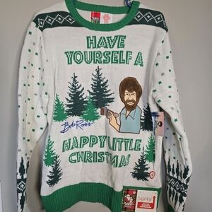 Spencer's Bob Ross NWT, Light Up Green and White Christmas Sweater